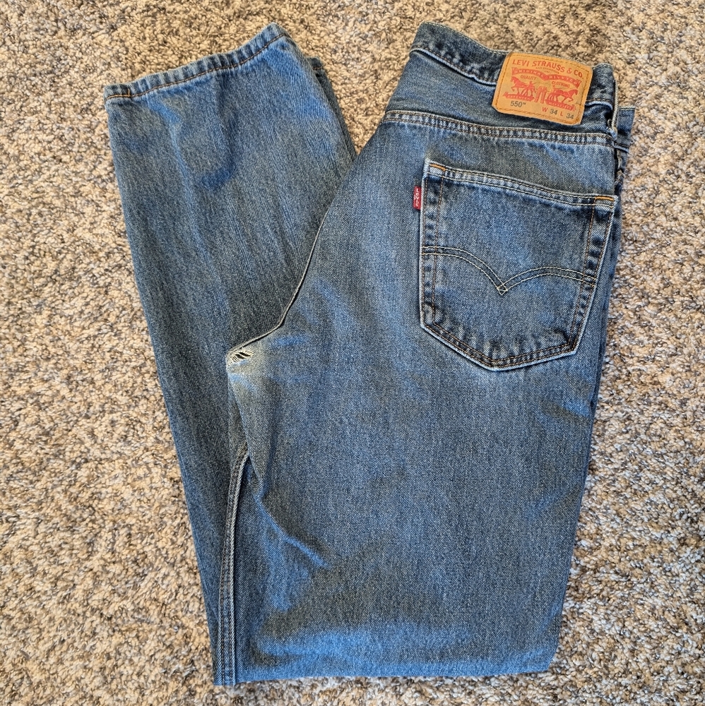 Levi's Men's 550 Jeans, 34Wx34L Medium Wash Blue Pre-Owned